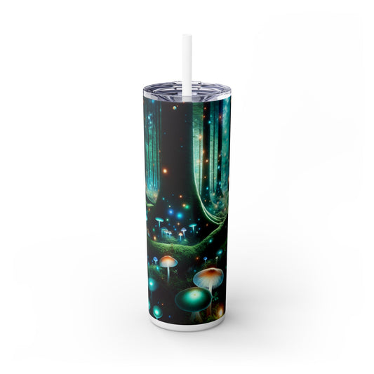 "Noche encantada en el bosque de hongos": vaso estrecho con pajita de 20 oz de Alien Maars®