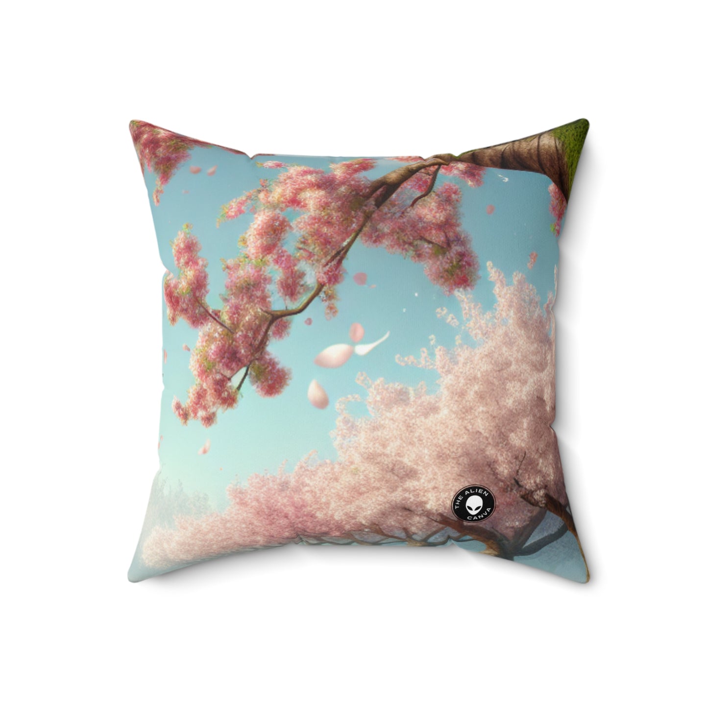 "Koi Fish in Cherry Blossoms: Beauty of Nature"- The Alien Spun Polyester Square Pillow