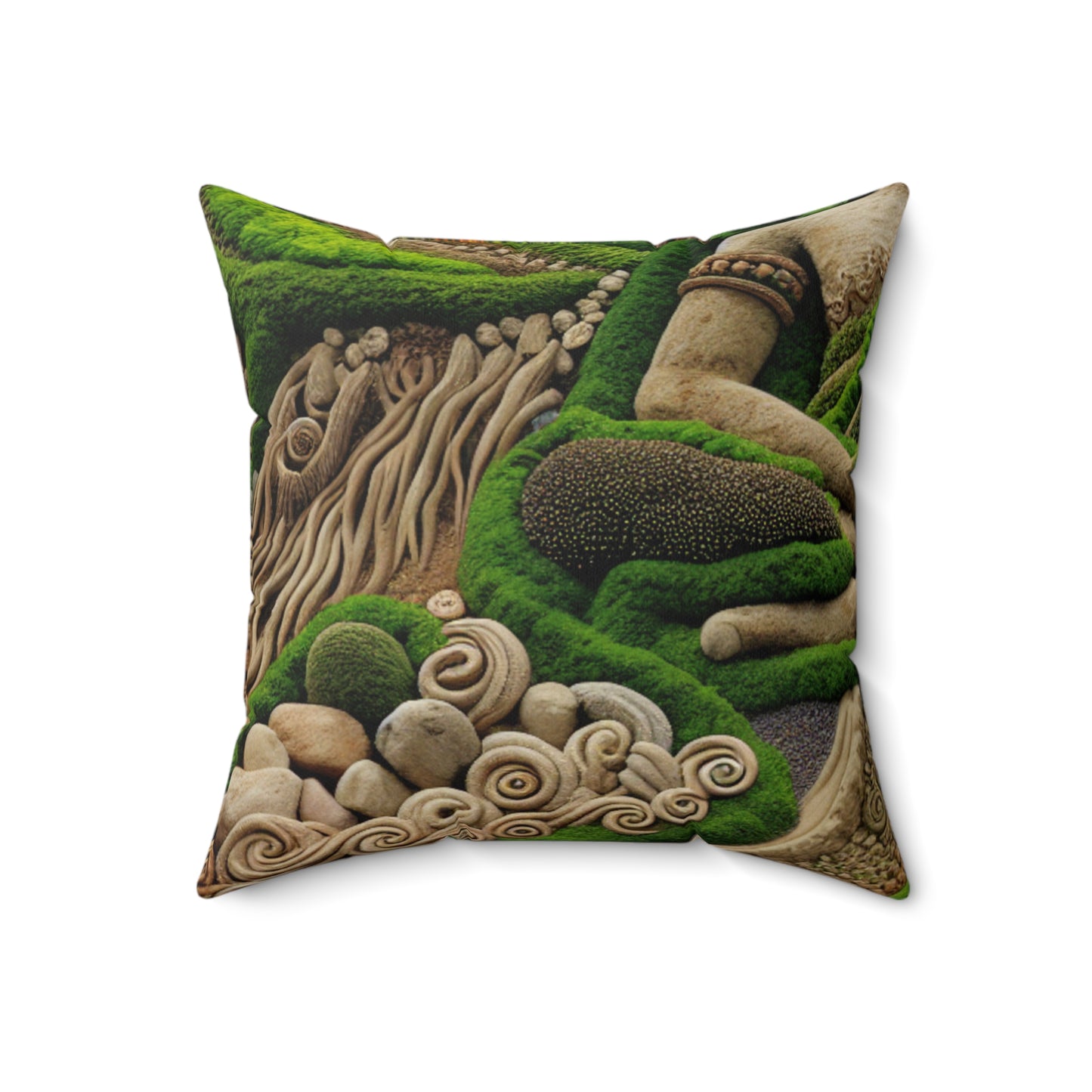 "Forest Mandala: A Harmony of Nature"- The Alien Spun Polyester Square Pillow Earth Art