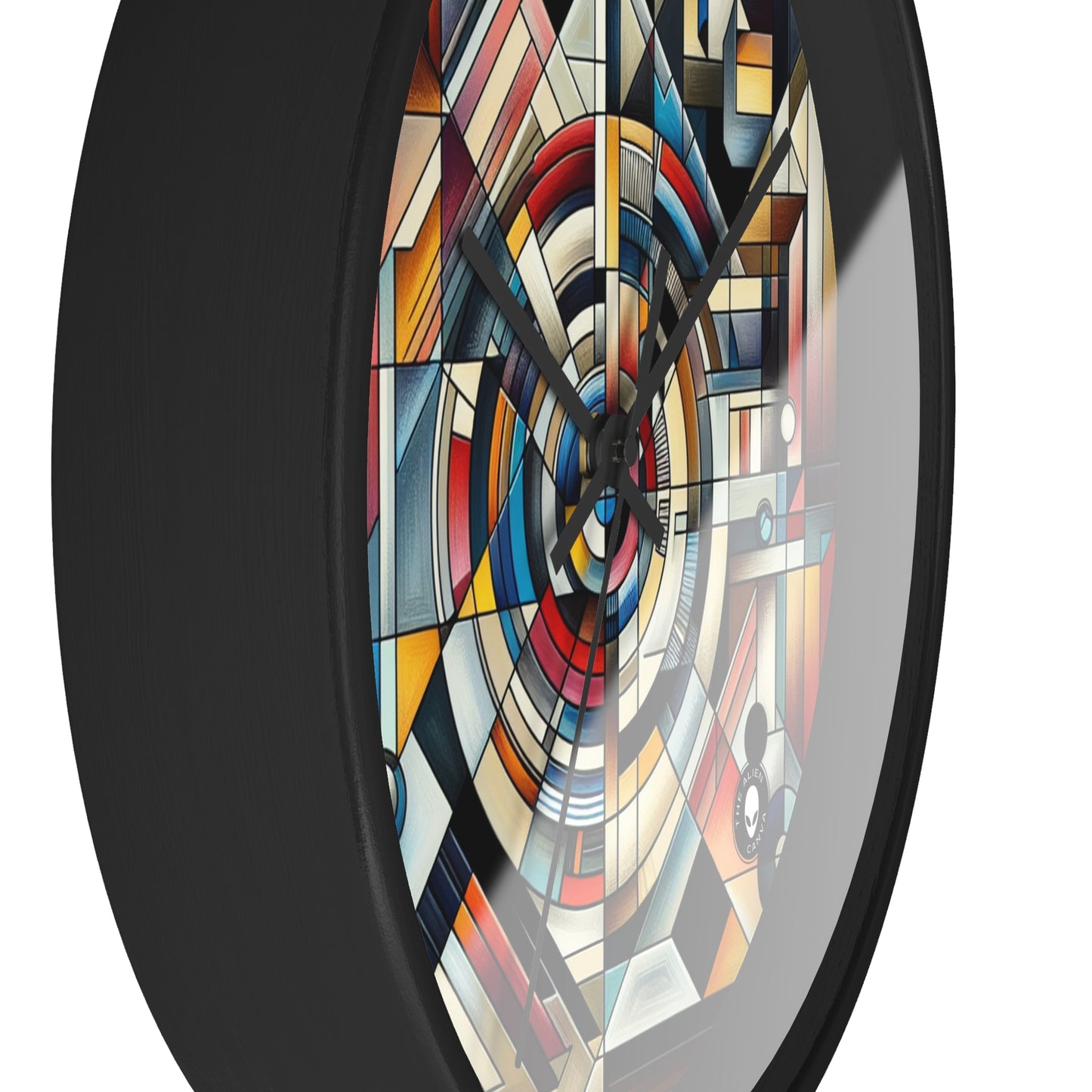 "City Lights: Geometric Nightfall" - The Alien Wall Clock Geometric Abstraction