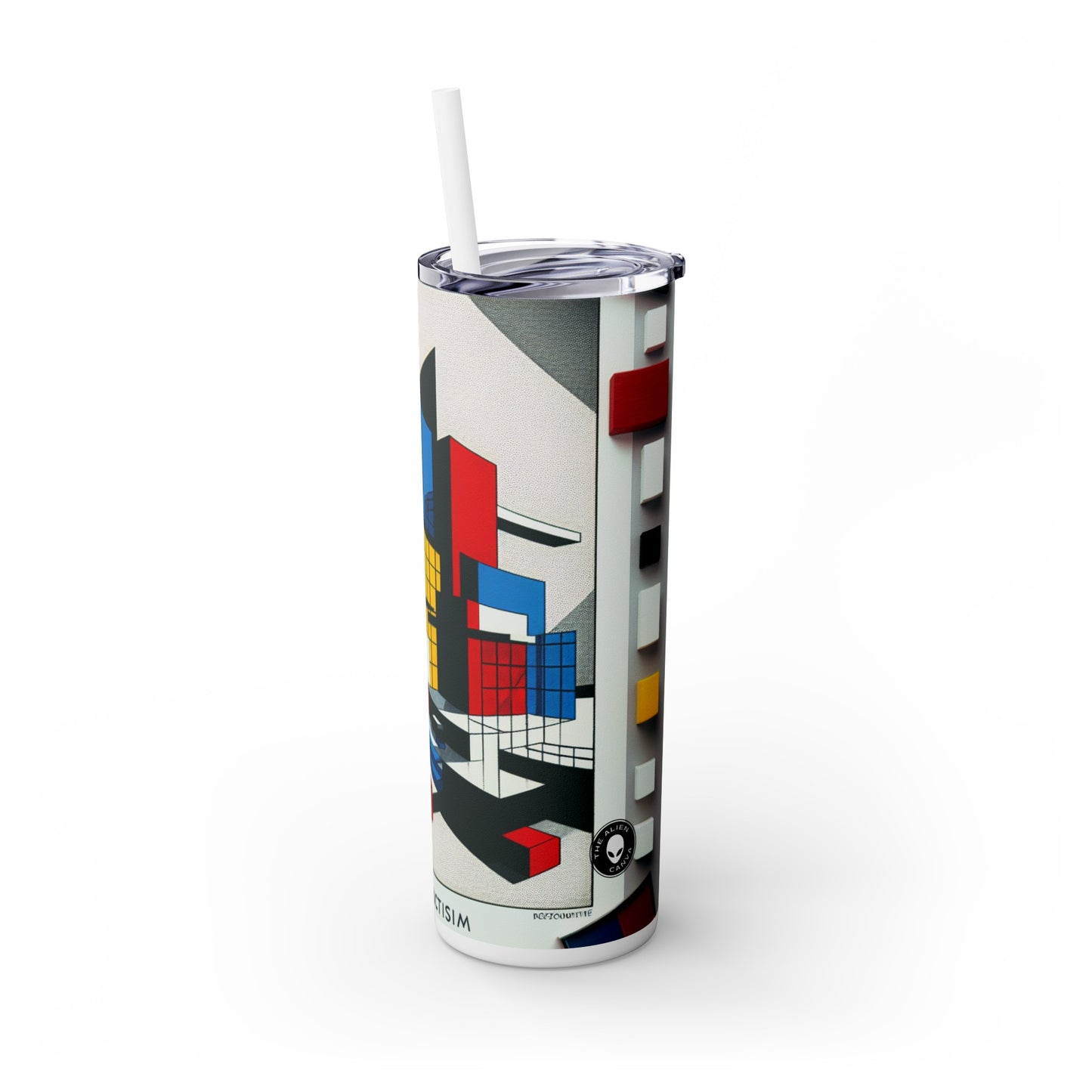 "Techno-Triangles: A Constructivist Exploration of Modern Innovation" - The Alien Maars® Skinny Tumbler with Straw 20oz Constructivism