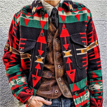 Stereoscopic Pouch Printed Single-breasted Lapel Jacket