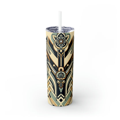 "Glamorous Nights: An Art Deco Cityscape" - The Alien Maars® Skinny Tumbler with Straw 20oz Art Deco