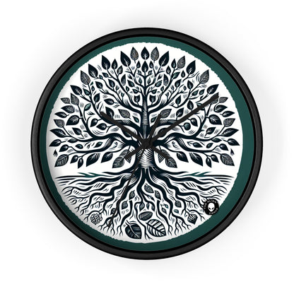 "Modern Woodcut Family Tree" - The Alien Wall Clock Woodcut Printing