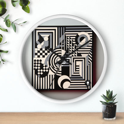 "Mesmerize: Geometría Op Art audaz en blanco y negro" - The Alien Wall Clock Op Art