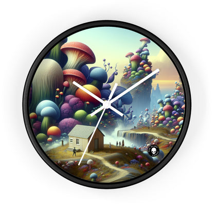 "Giant Flora and Miniature Villages: A Dreamy Wonderland" - The Alien Wall Clock