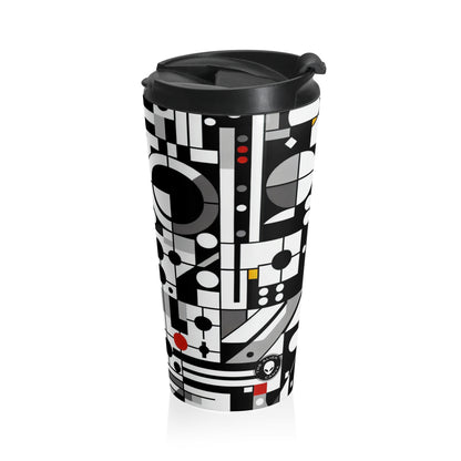 "Dynamic Suprematism: Geometric Harmony in Primary Colors" - The Alien Stainless Steel Travel Mug Suprematism