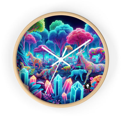 "Glowing Enchantment: Neon Forest" - The Alien Wall Clock