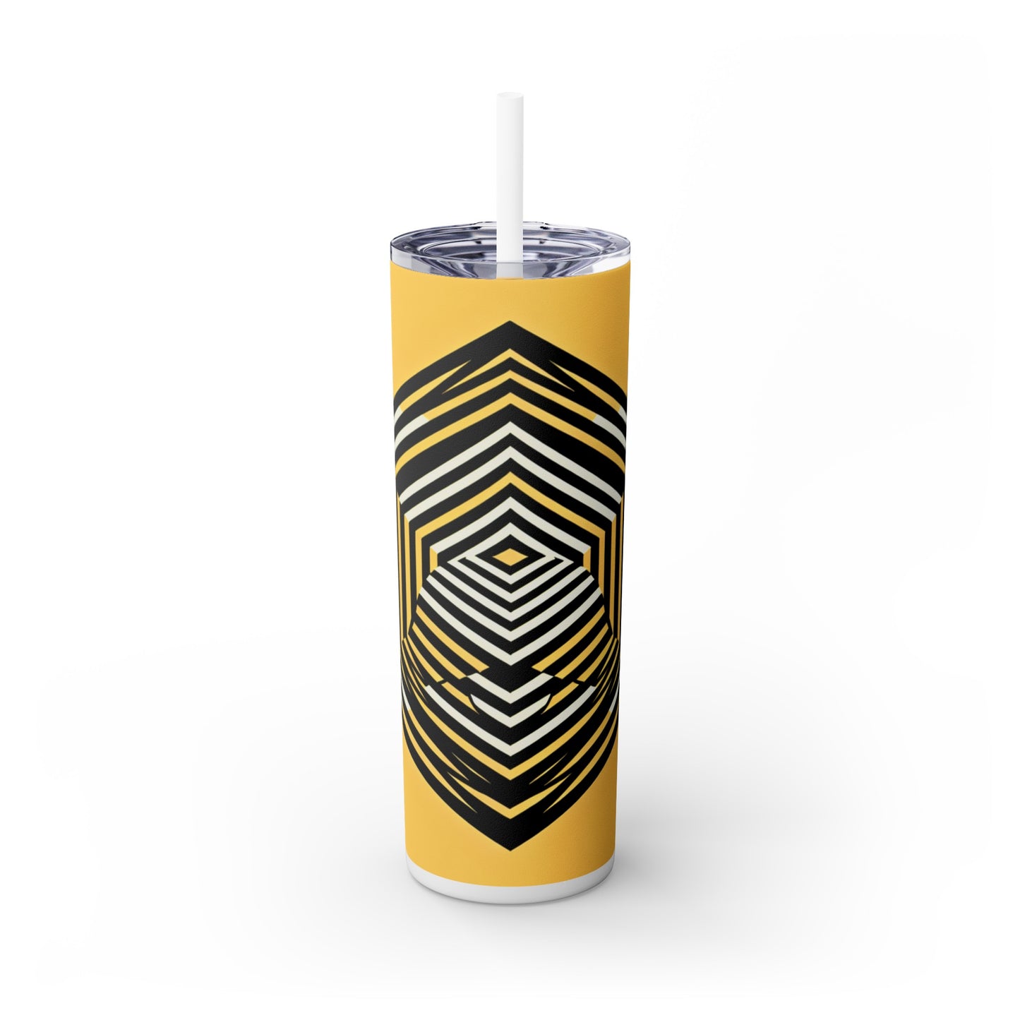 « Illusions dynamiques : Op Art Exploration » - The Alien Maars® Skinny Tumbler avec paille 20oz Optical Art (Op Art)