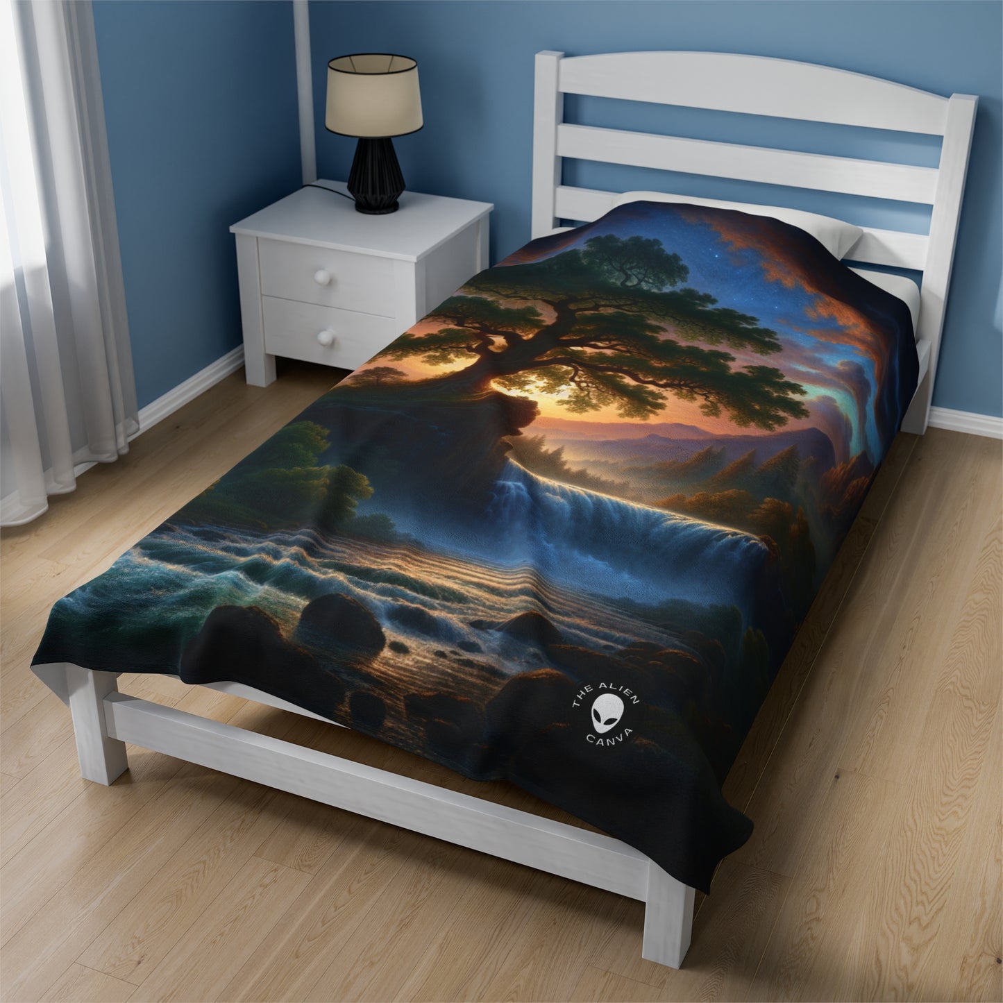 "The Storm's Embrace: A Romantic Landscape" - The Alien Velveteen Plush Blanket Romanticism