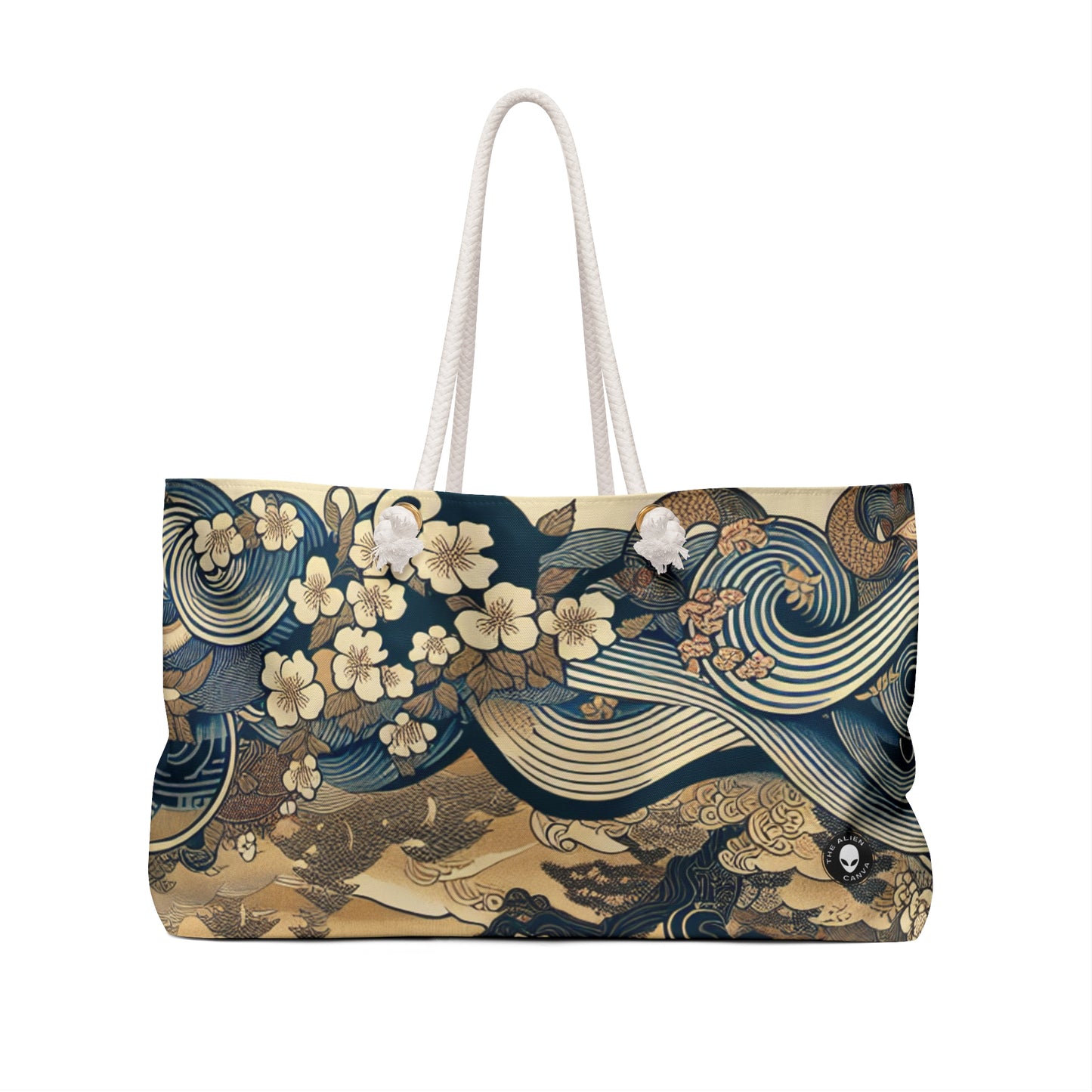 "Les rêves festifs d'Edo" - Le sac de week-end Alien Ukiyo-e (impression japonaise sur bois)