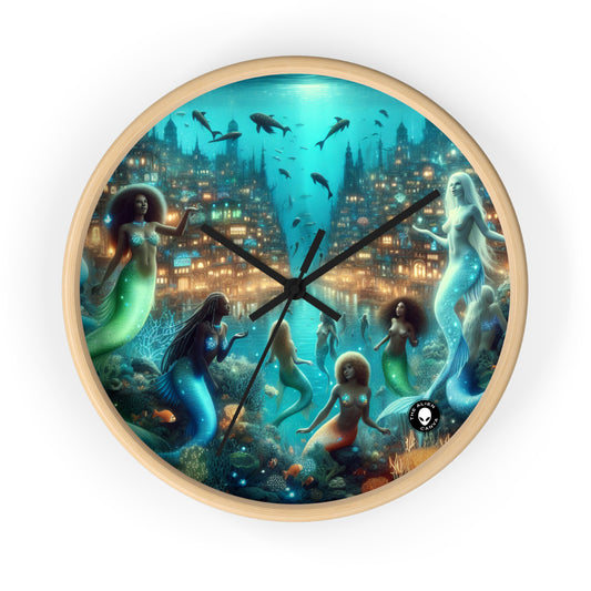 "Glimmering Depths: The Enchanted Underwater City" - The Alien Wall Clock