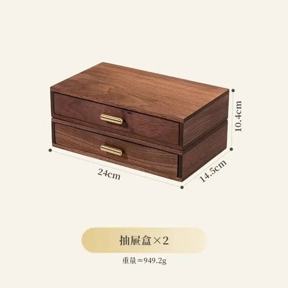 Caja de almacenamiento de cosméticos con cajón de madera maciza