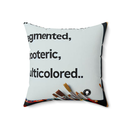 "Futuristic Metropolis: A Synthetic Cubism Cityscape"- The Alien Spun Polyester Square Pillow Synthetic Cubism