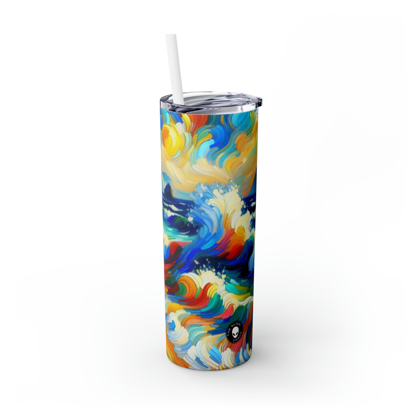 "The Fauvist Shore" - The Alien Maars® Skinny Tumbler with Straw 20oz Fauvism