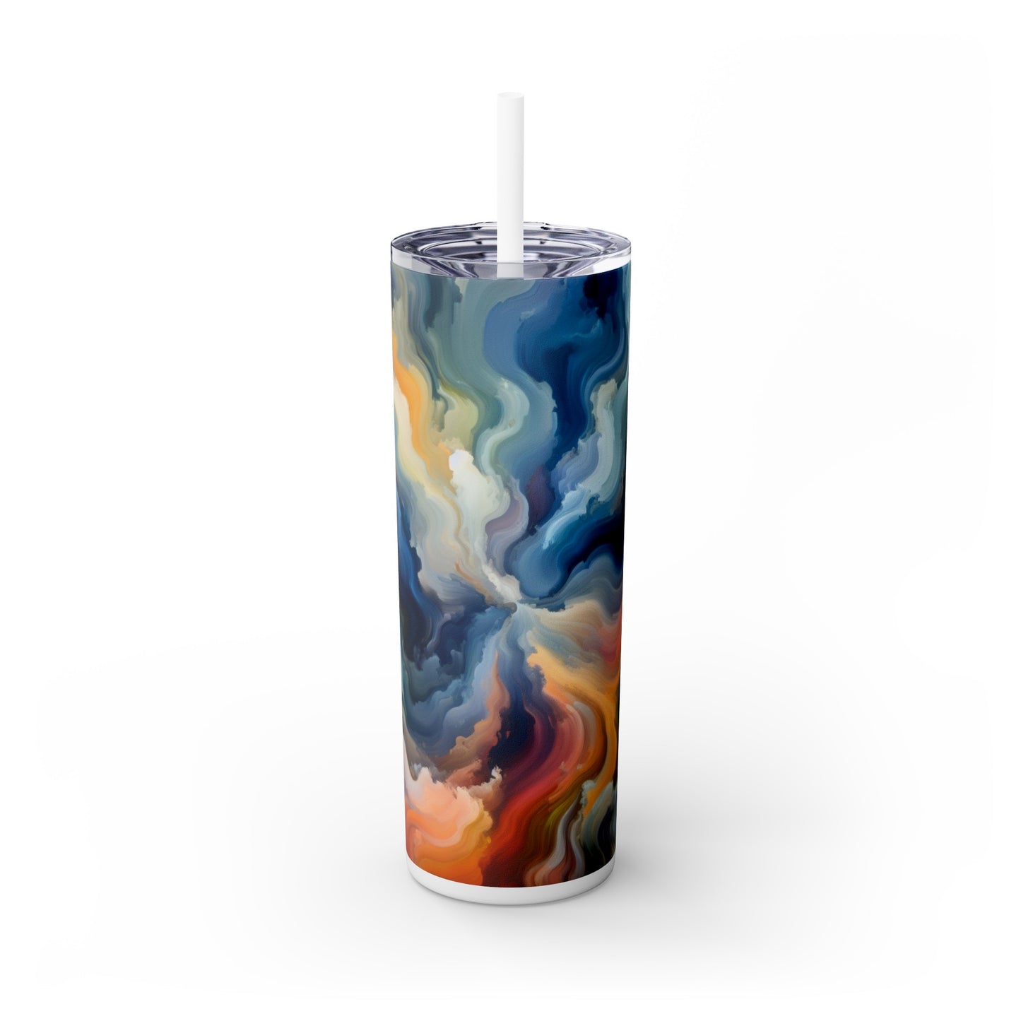 "Sunset Reflections: A Serene Color Field Painting" - The Alien Maars® Skinny Tumbler with Straw 20oz Color Field Painting