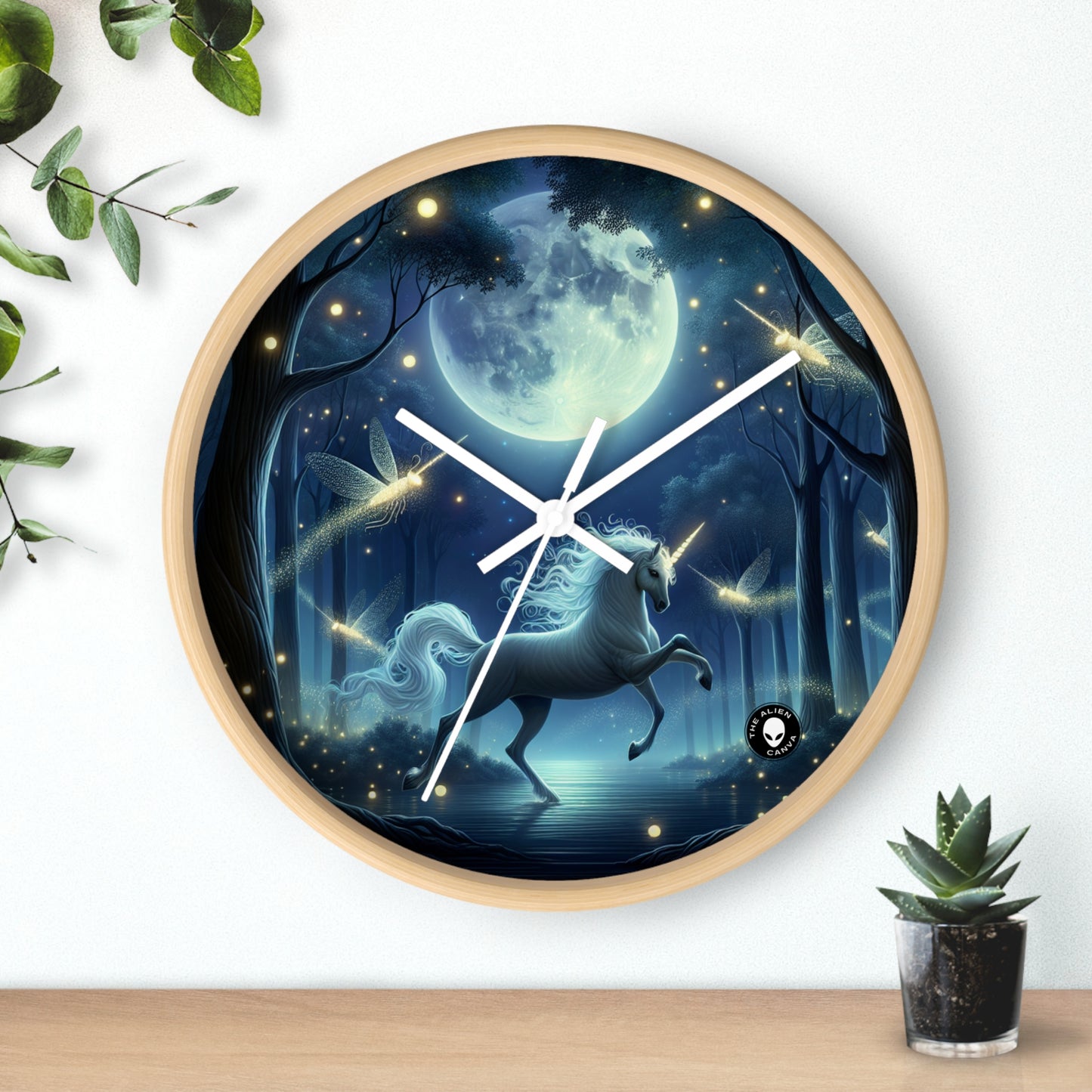 "Enchanted Moonlit Forest" - The Alien Wall Clock