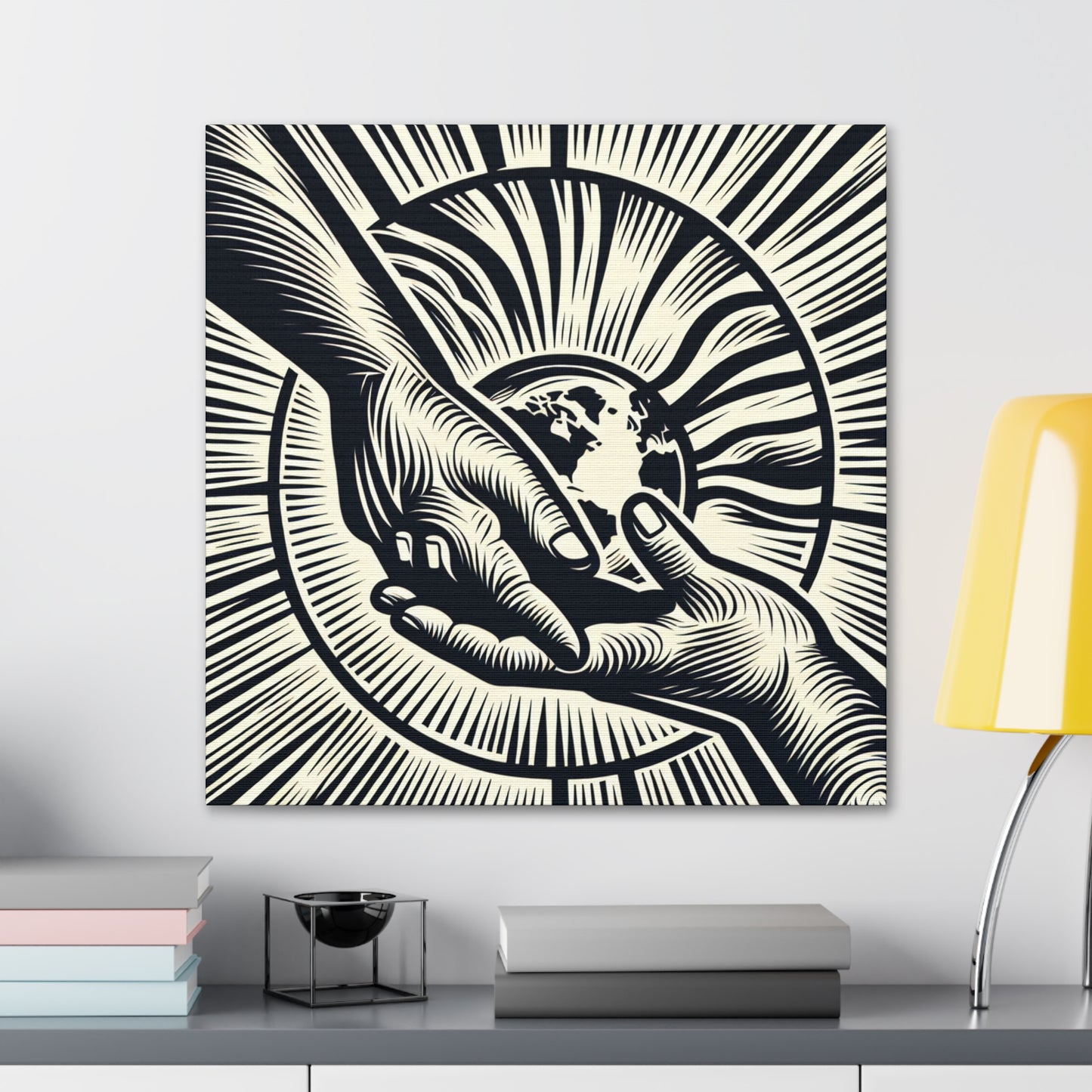 "Uniting Hands, Uniting Nations" - The Alien Canva Woodcut Printing Style