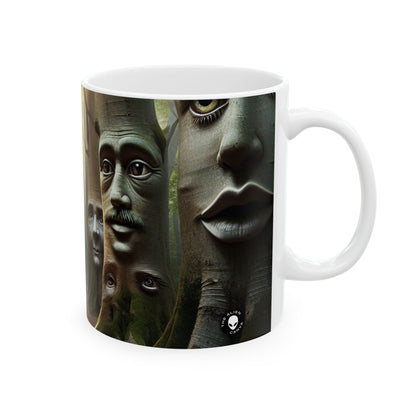 "Bosques susurrantes: Secretos del bosque encantado" - Taza de cerámica The Alien 11oz