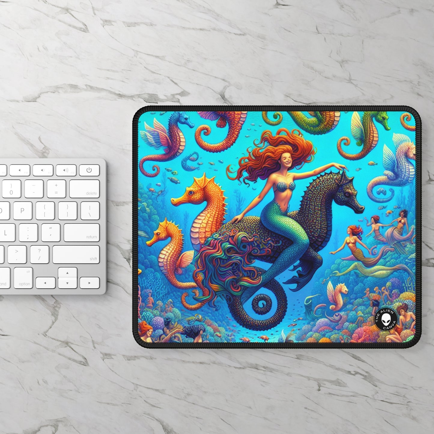 "Seahorse Serenade: A Magical Underwater Journey" - The Alien Gaming Mouse Pad