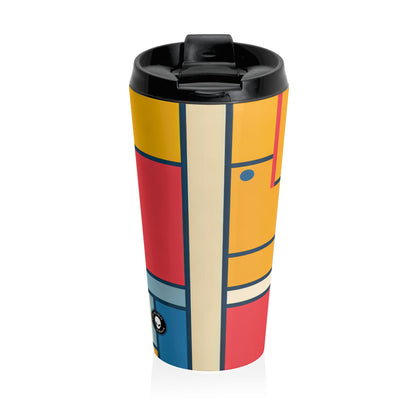 "De Stijl Grid : Une composition de couleurs minimaliste" - La tasse de voyage Alien en acier inoxydable De Stijl