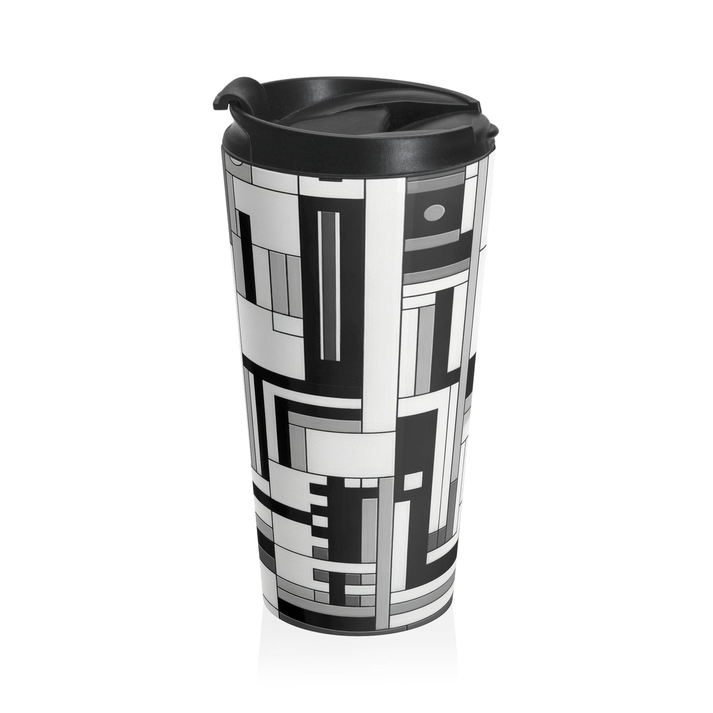 "De Stijl en blanco y negro" - La taza de viaje de acero inoxidable Alien Estilo De Stijl