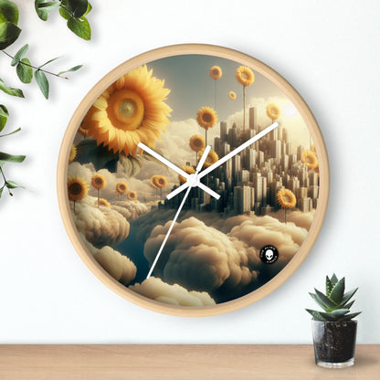 "Ethereal Sky: The City of Clouds and Sunflowers" - The Alien Wall Clock