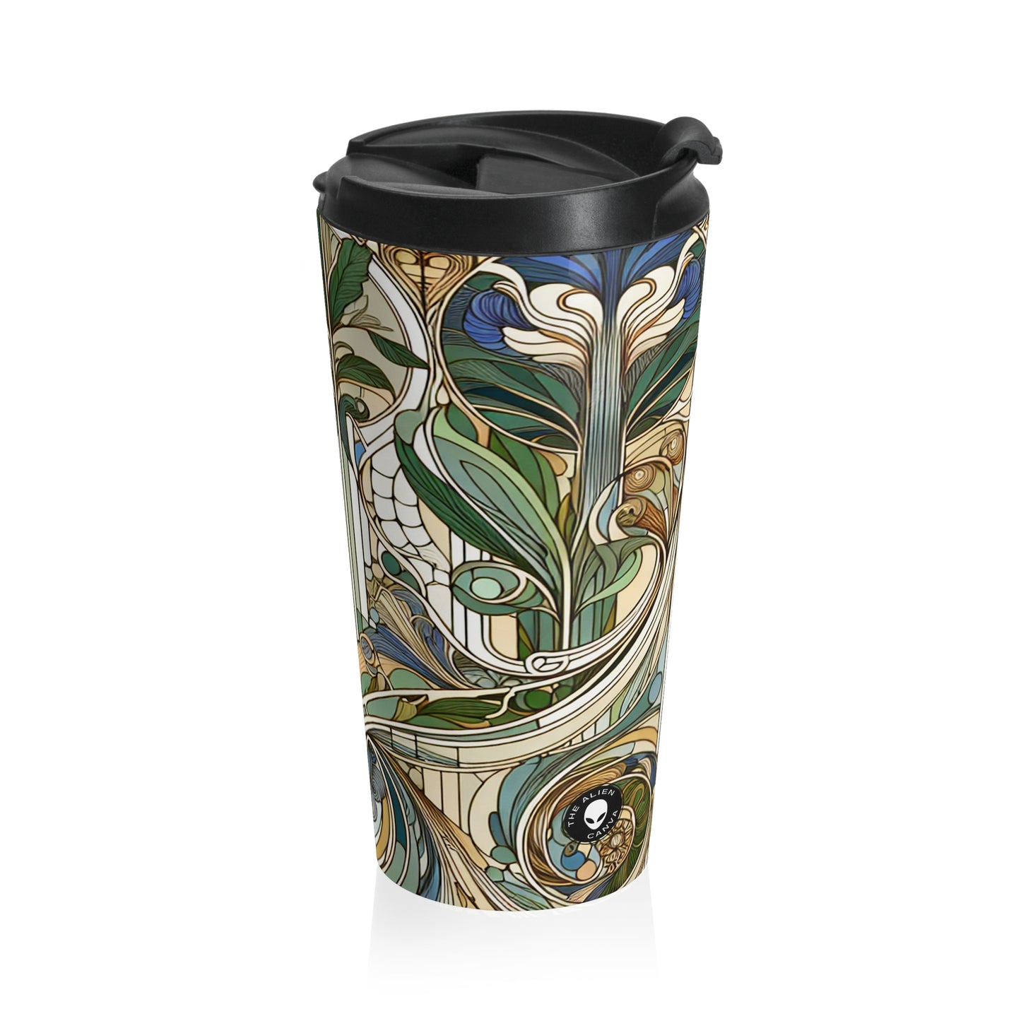 "Moonlit Enchantment: A Mystical Serenade in Art Nouveau" - The Alien Stainless Steel Travel Mug Art Nouveau