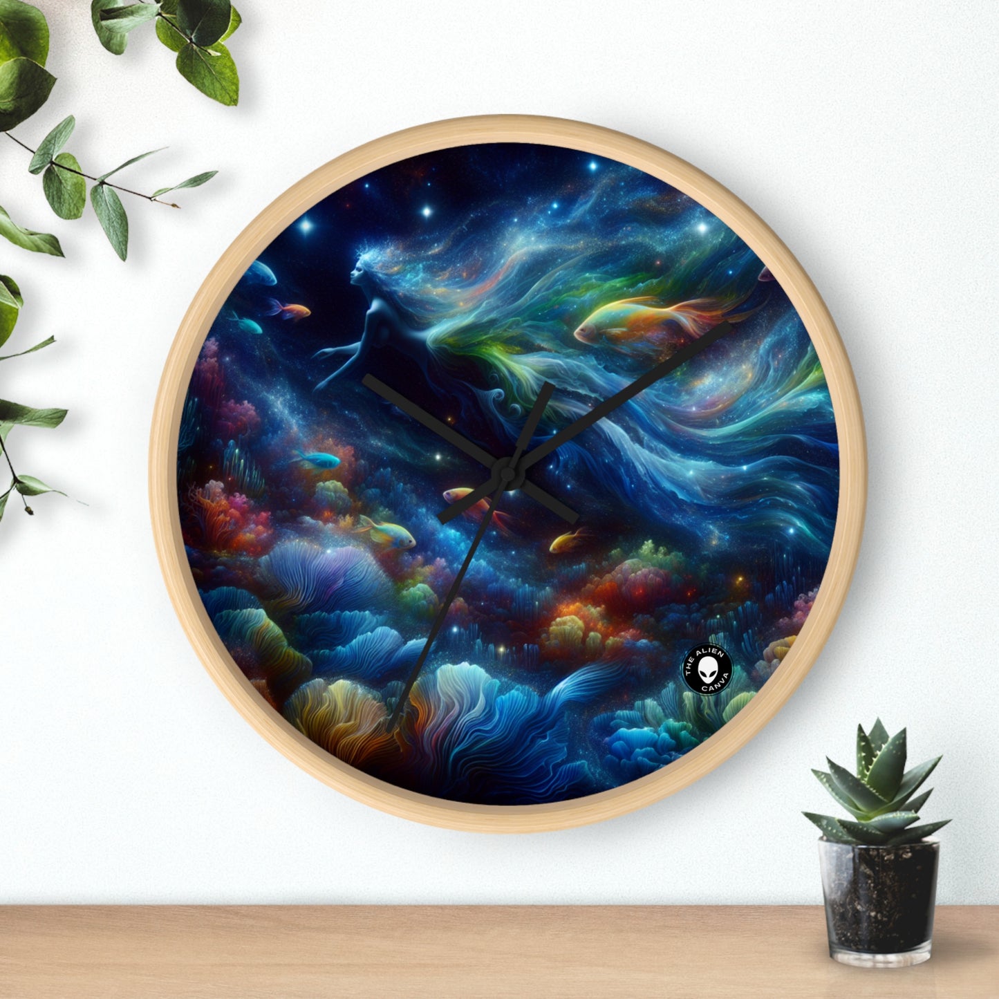 "Enchantment Under the Stars: A Mystical Underwater Journey" - The Alien Wall Clock