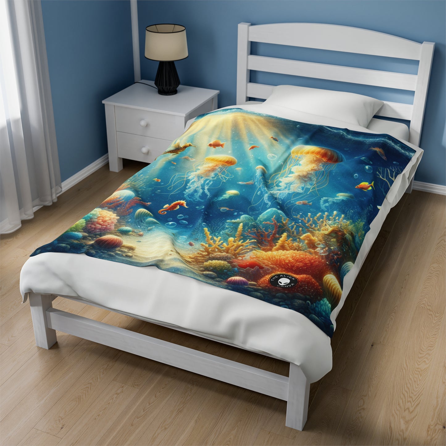 "Sunlit Serenity: A Magical Underwater Realm" - The Alien Velveteen Plush Blanket