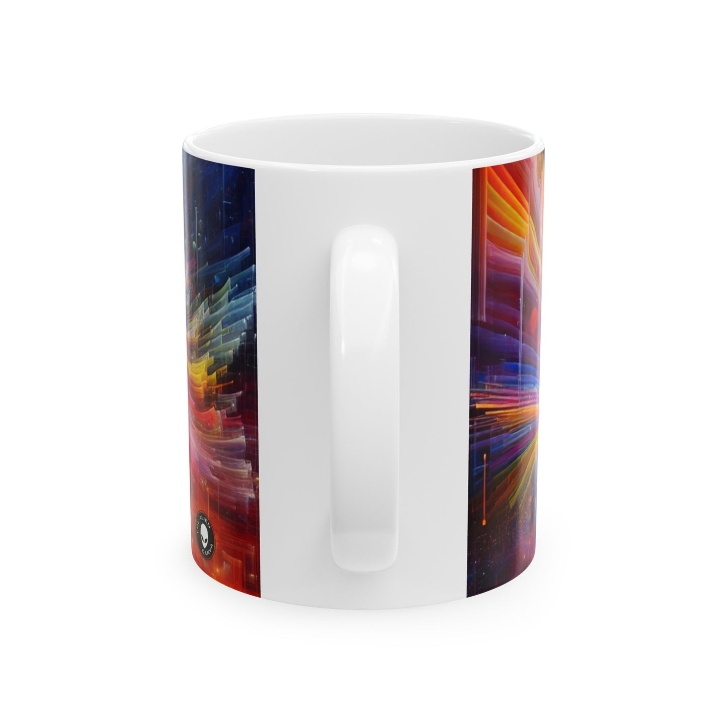 "Chromatic Sundown: Time-Lapse Sky Art" - Taza de cerámica alienígena, 11 oz, vídeo arte