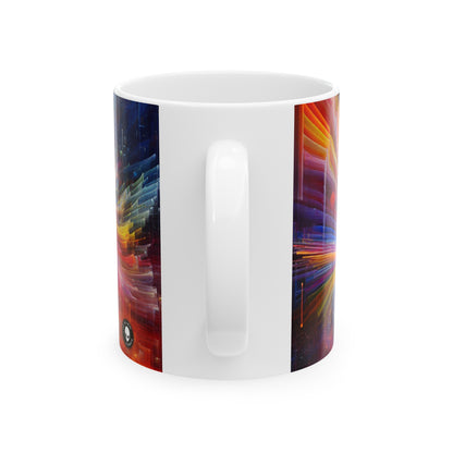 "Chromatic Sundown: Time-Lapse Sky Art" - The Alien Ceramic Mug 11oz Video Art