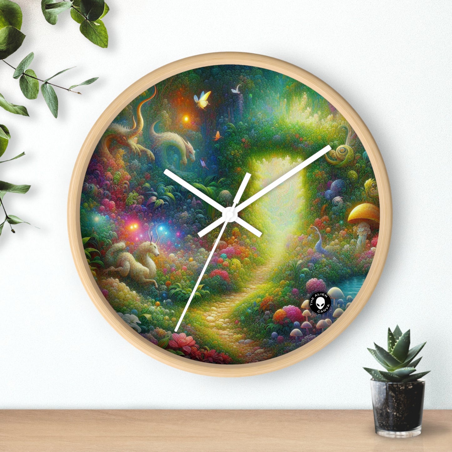 "Mystical Garden of Enchantment" - The Alien Wall Clock