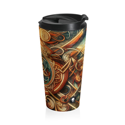 "Metamorphic Threads: Exploring Transformation through Celtic Knot Art" - The Alien Stainless Steel Travel Mug Celtic Art