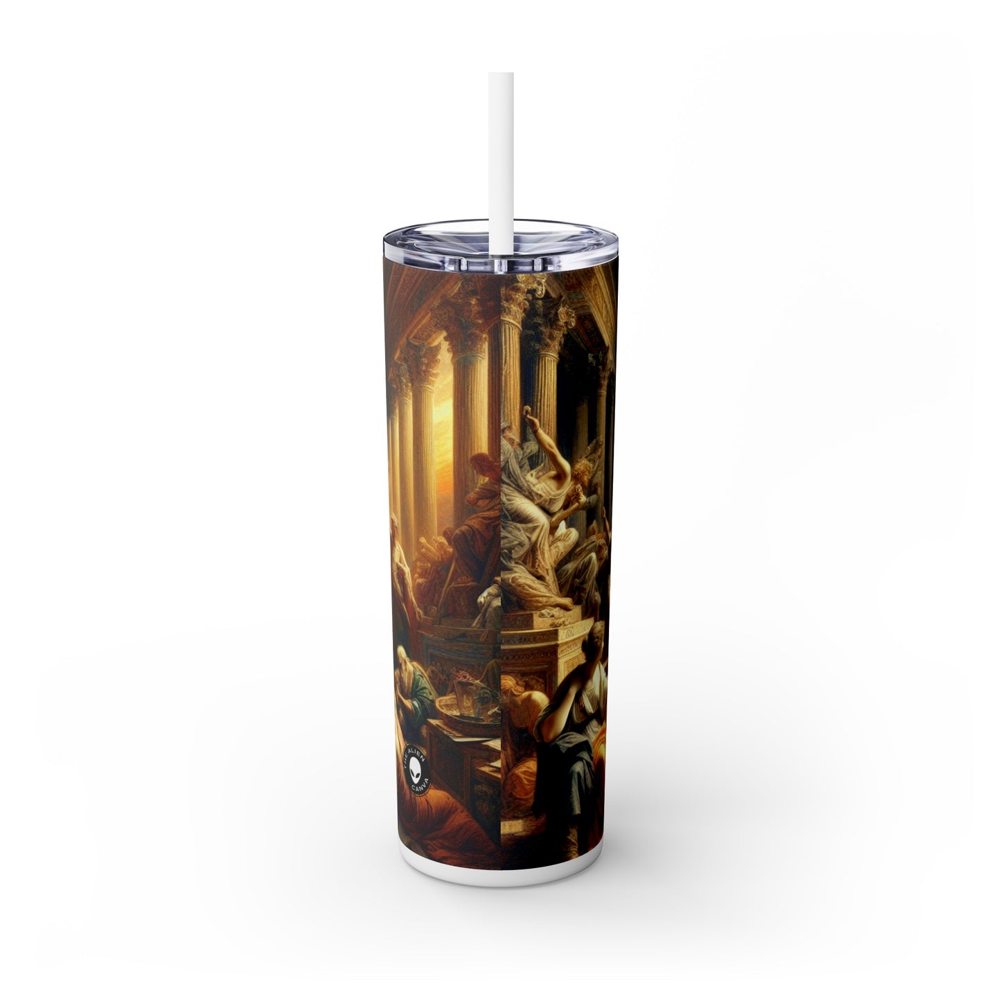 "Modern Renaissance: Leaders of Today" - The Alien Maars® Skinny Tumbler with Straw 20oz Neoclassicism