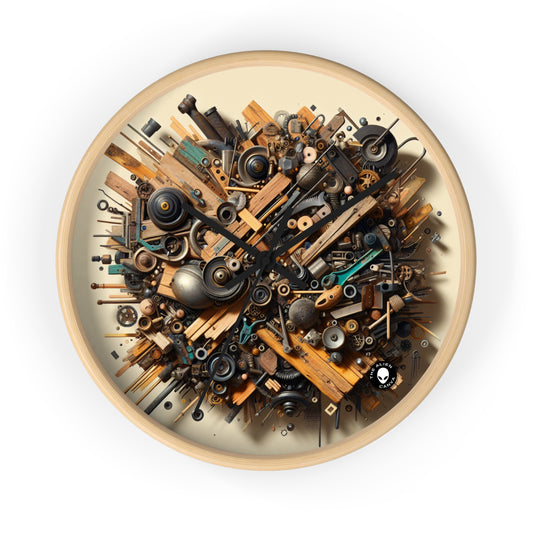 "Nature's Harmony: Assemblage Art with Found Objects" - The Alien Wall Clock Assemblage Art