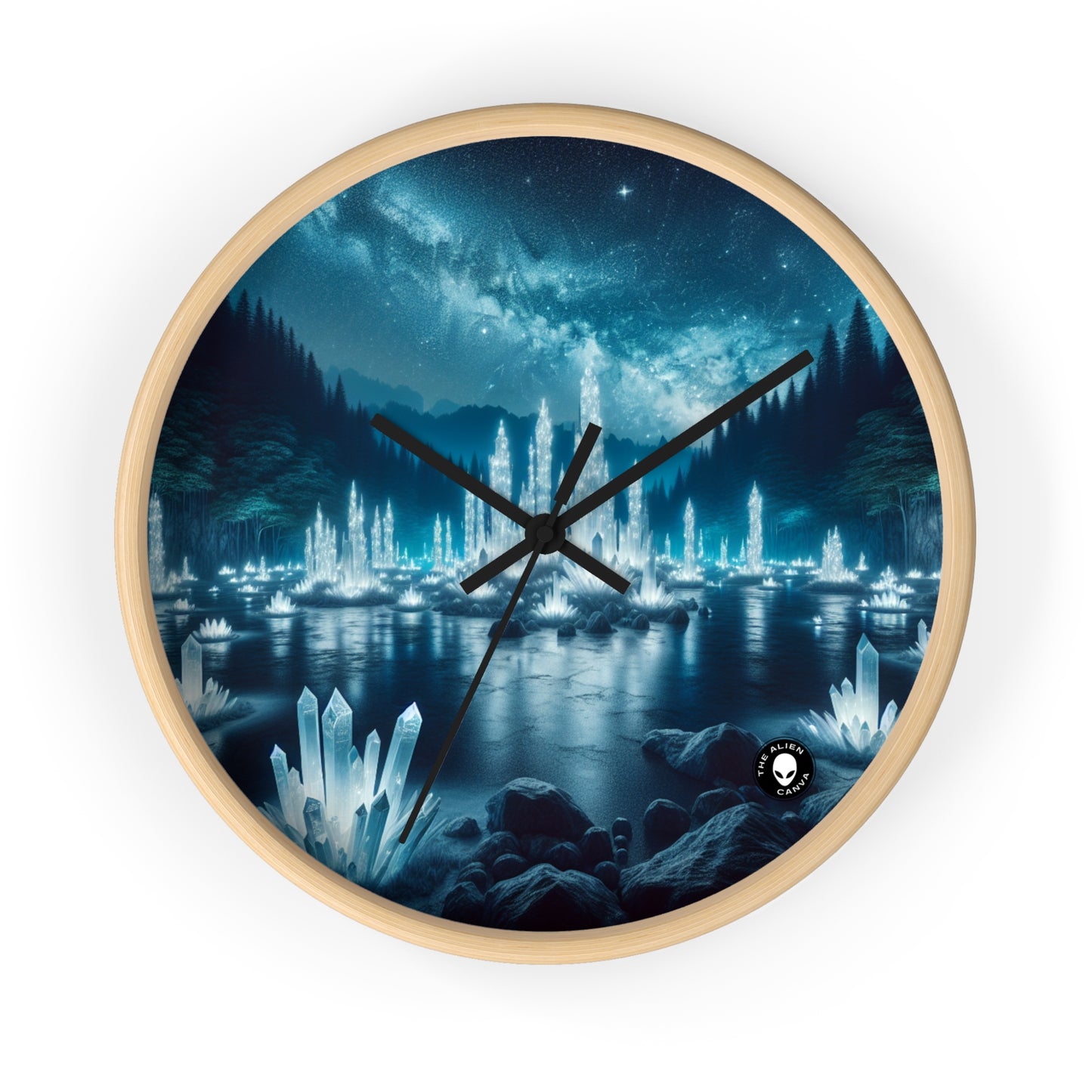 "Crystal Grove: Starlit Reflections" - The Alien Wall Clock