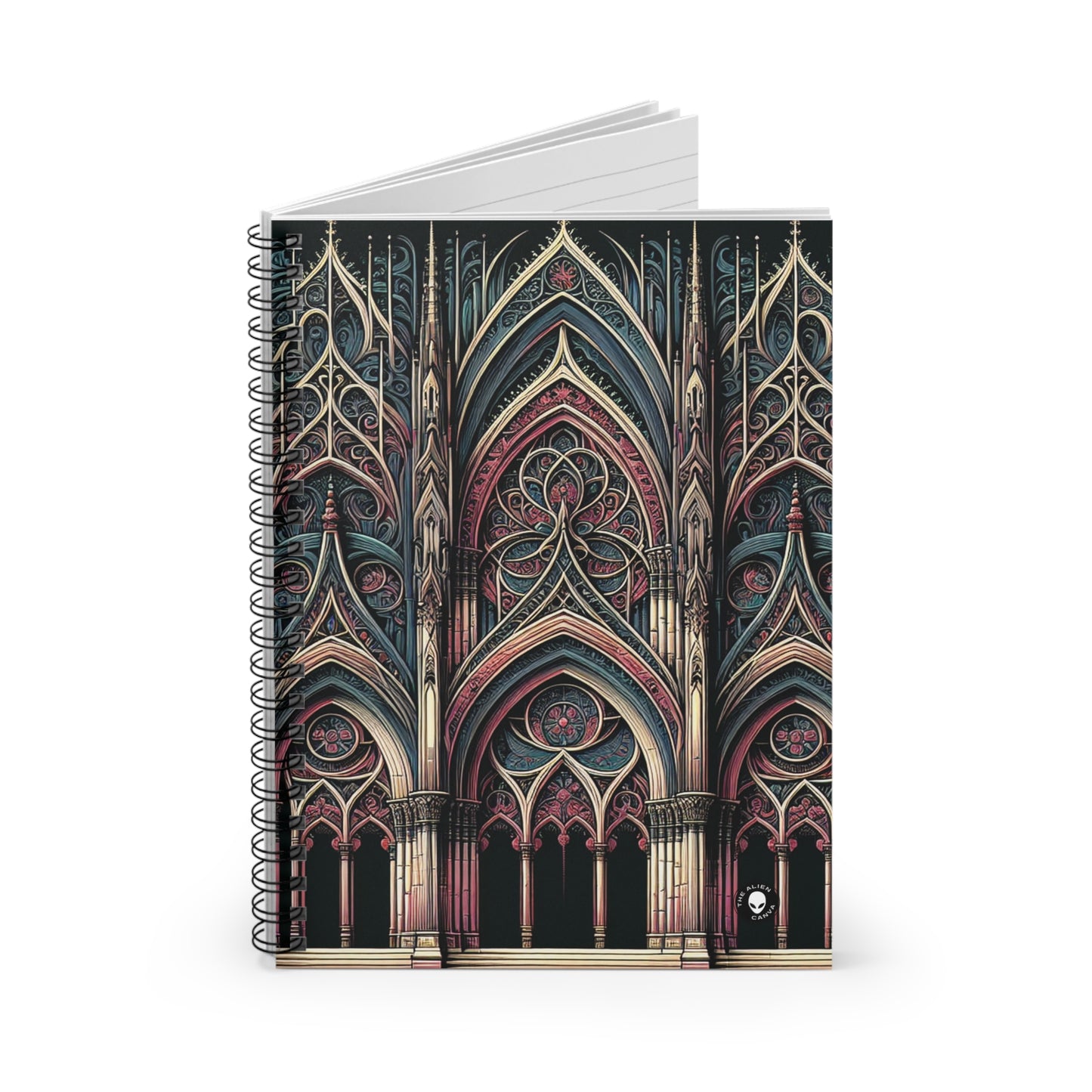 "Solace in Shadows: A Gothic Masterpiece of Eternal Darkness and Melancholic Beauty" - The Alien Spiral Notebook (Ruled Line) Gothic Art