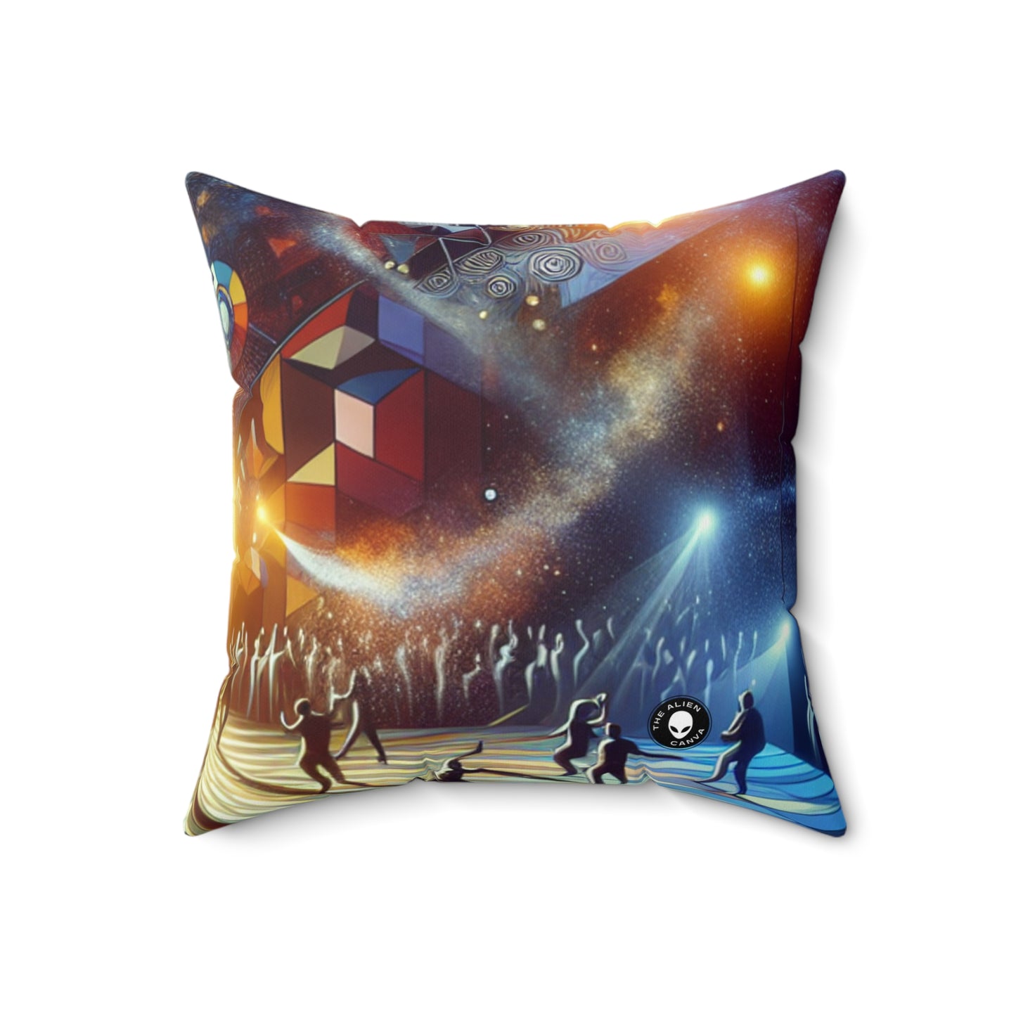 "Flight of the Artist: A Synchronized Dance with Nature"- The Alien Spun Polyester Square Pillow Performance Art