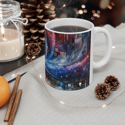 "Futuristic City Nights: A Dazzling Metropolis of Innovation and Imagination" - The Alien Ceramic Mug 11oz Digital Art