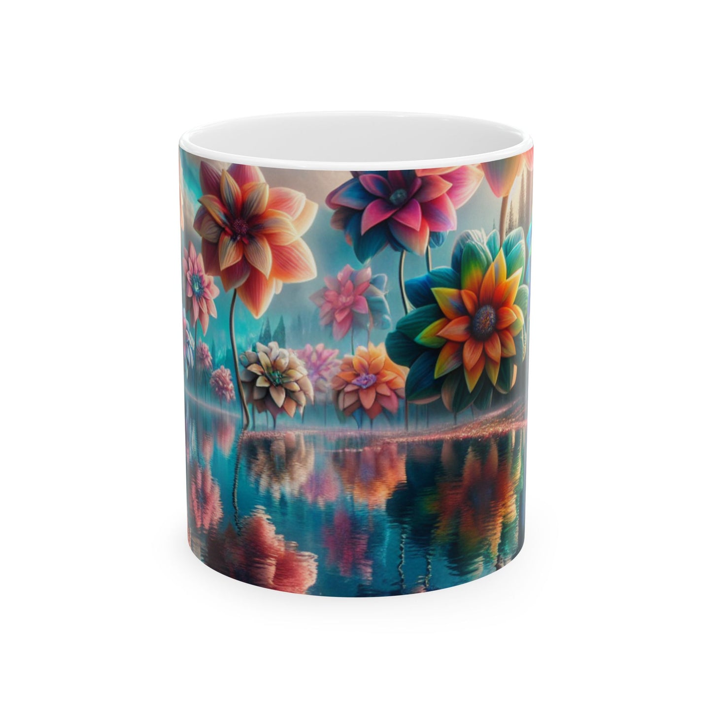 "Enchanted Waters: A Floral Dreamland" - The Alien Ceramic Mug 11oz