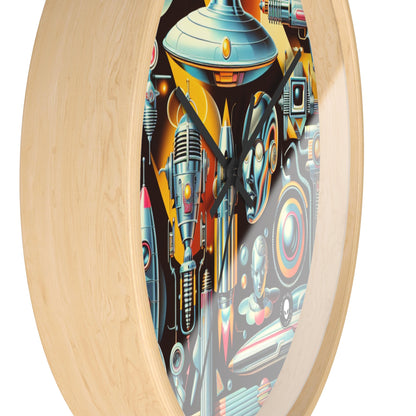 "Neon Deco: A Retro-Futuristic Utopia" - The Alien Wall Clock Retro-futurism