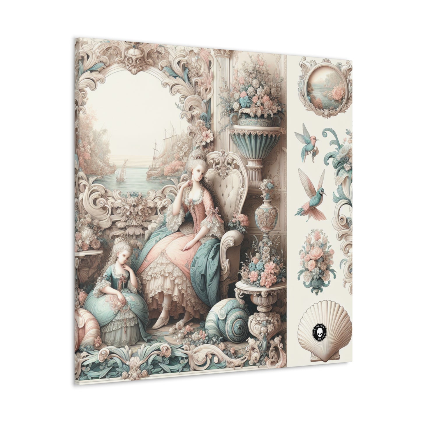 "Enchantement dans les jardins pastel : princesse féerique rococo" - The Alien Canva Rococo