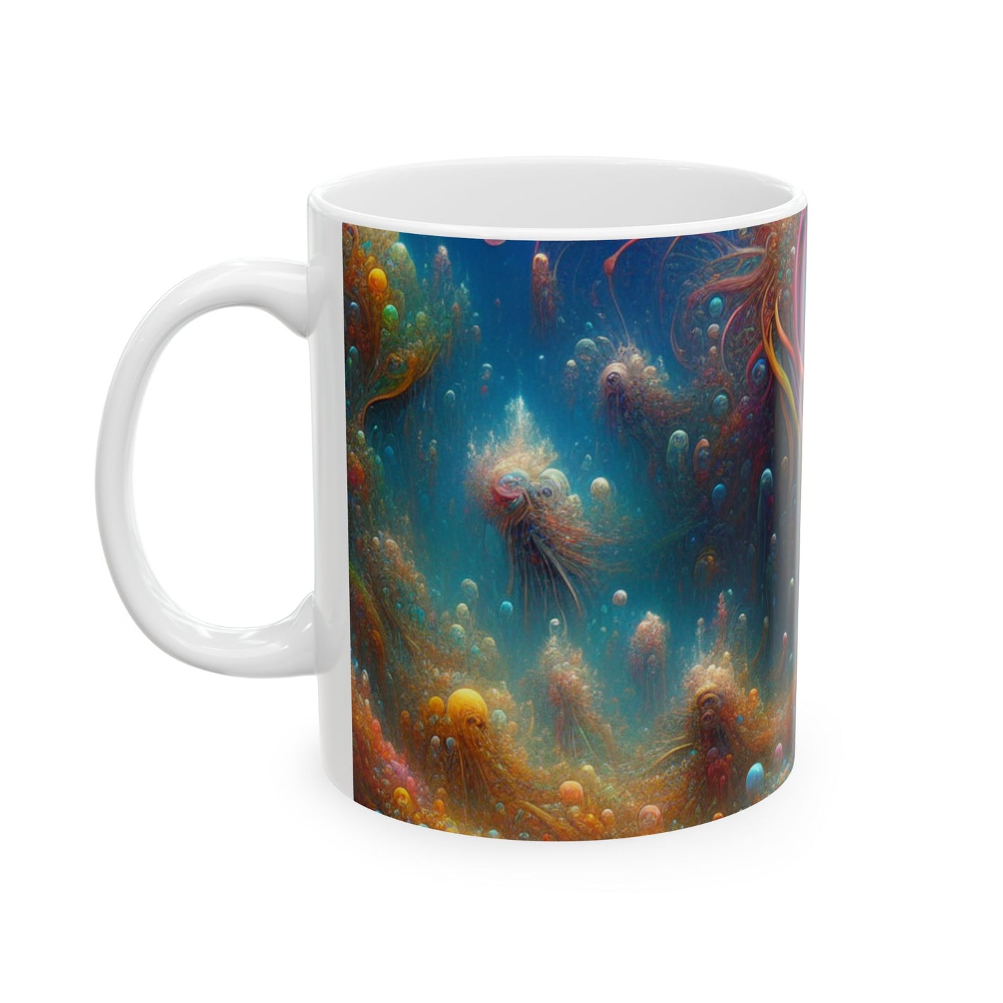 "Encantador paisaje de ensueño acuático" - La taza de cerámica alienígena de 11 oz