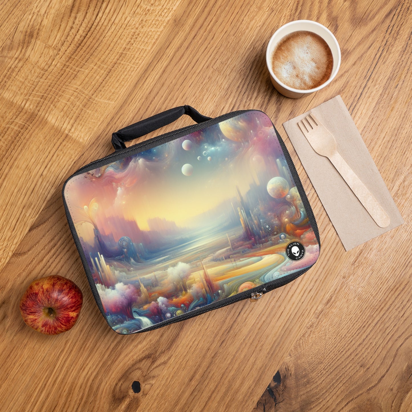 "Delicias de paisajes oníricos: una pintura surrealista" - La bolsa de almuerzo alienígena