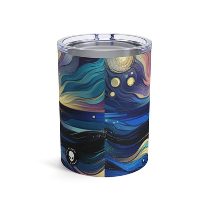 "Majestad de medianoche: Reflexiones abstractas del océano" - Vaso Alien de 10 oz