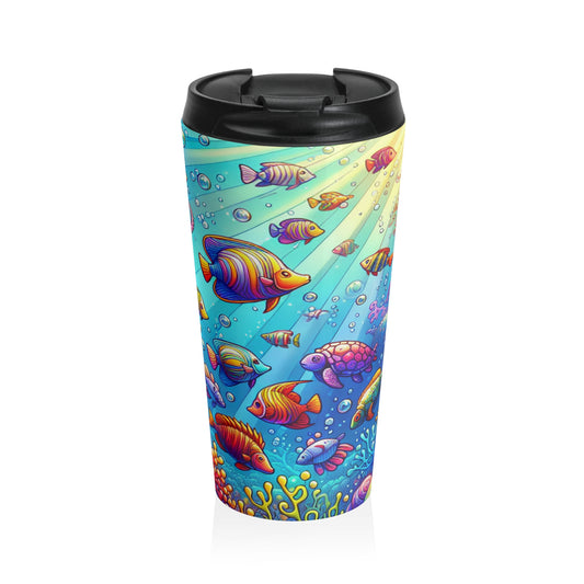 "Seaside Soiree: A Dance Party Under the Sea" - The Alien Stainless Steel Travel Mug