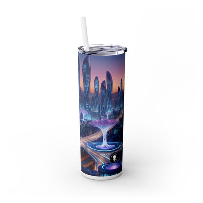 "La ciudad del mañana: naturaleza y tecnología entrelazadas" - Vaso delgado con pajita de 20 oz de Alien Maars®