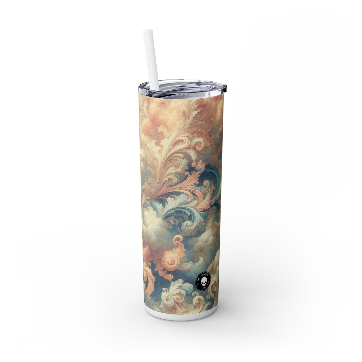 "Rococo Reverie: Una lujosa escena de salón de baile" - Vaso delgado con pajita de Alien Maars® de 20 oz Rococó