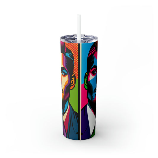 "Celebrity Pop Art Portrait" - The Alien Maars® Skinny Tumbler with Straw 20oz Pop Art Style